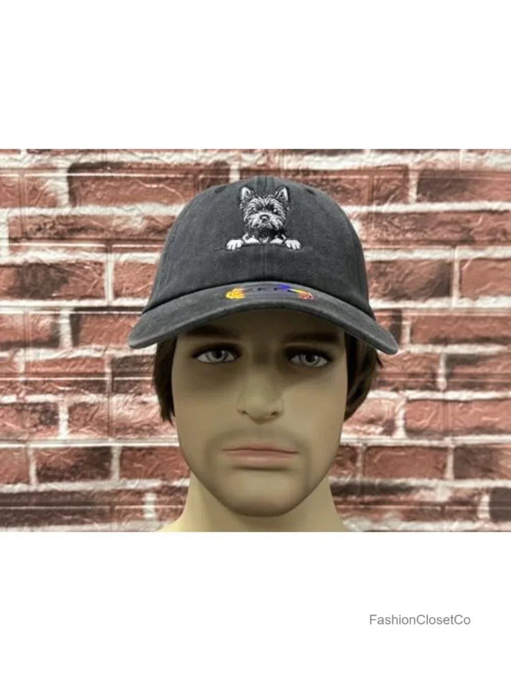 Embroidered Dog Baseball Cap Unisex Dad Hat Adjustable Cotton Twill